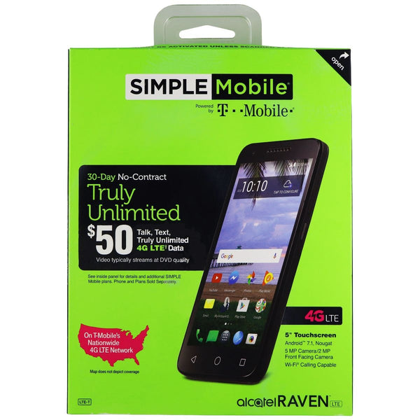 Alcatel RAVEN LTE (5-inch) Smartphone A574BL Simple Mobile Pre-Paid - 16GB/Black - Alcatel - Simple Cell Shop, Free shipping from Maryland!