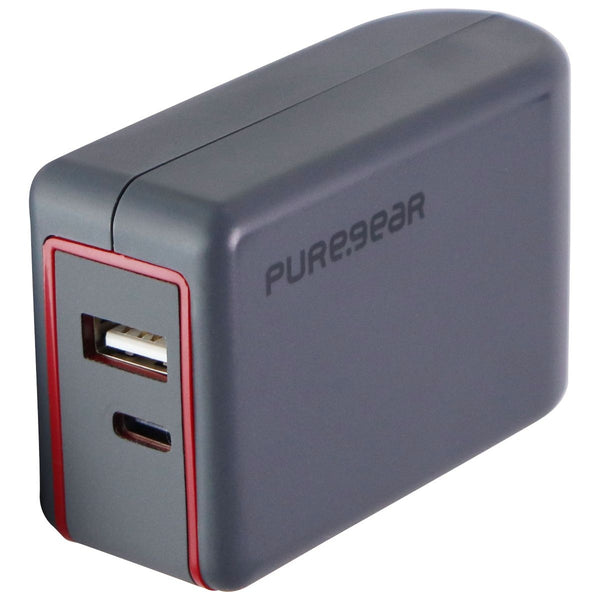 PureGear Certified USB Wall Charger with USB-C & USB Ports - Gray/Red (07749PG) - PureGear - Simple Cell Shop, Free shipping from Maryland!