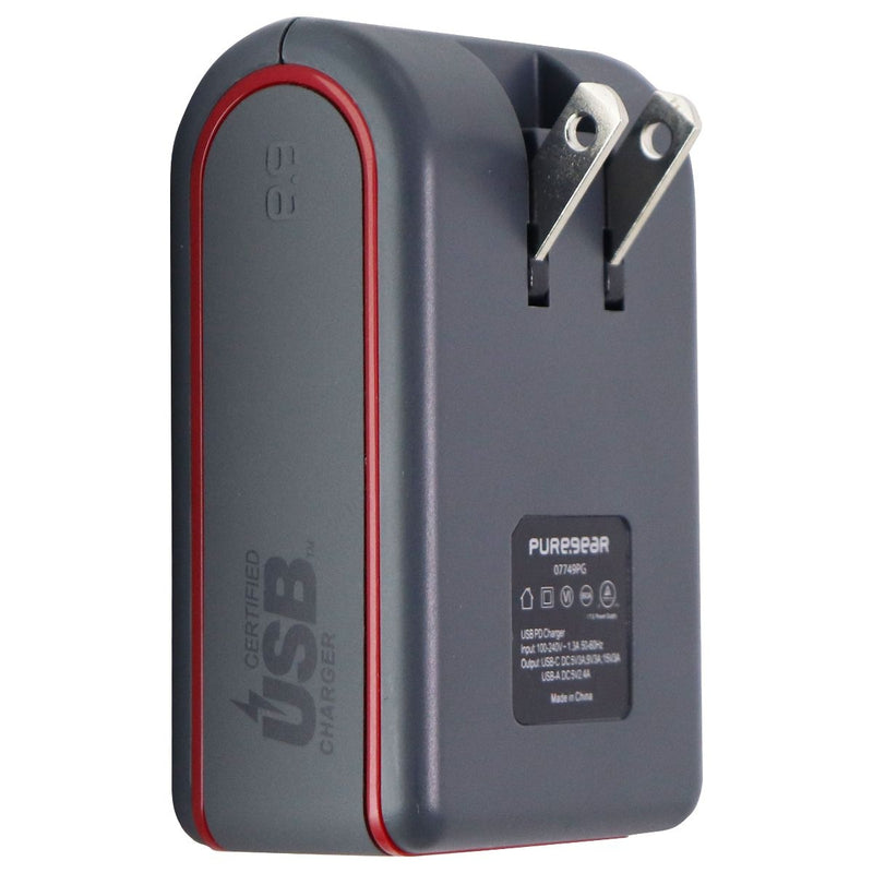 PureGear Certified USB Wall Charger with USB-C & USB Ports - Gray/Red (07749PG) - PureGear - Simple Cell Shop, Free shipping from Maryland!