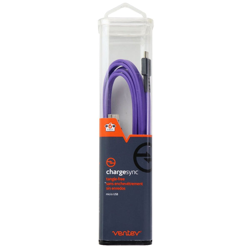 Ventev 6-Foot ChargeSync (Micro-USB) to USB Flat Tangle-Free Cable - Purple - Ventev - Simple Cell Shop, Free shipping from Maryland!