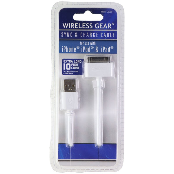 Wireless Gear (10-Ft) 30-Pin to USB Charge/Sync Cable for iPhone & iPad - White - Wireless Gear - Simple Cell Shop, Free shipping from Maryland!