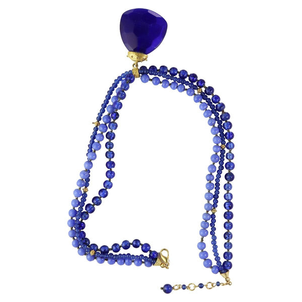 Blue Beaded Necklace with Large Blue Stone (Approx. 17.5-inches) - Unbranded - Simple Cell Shop, Free shipping from Maryland!