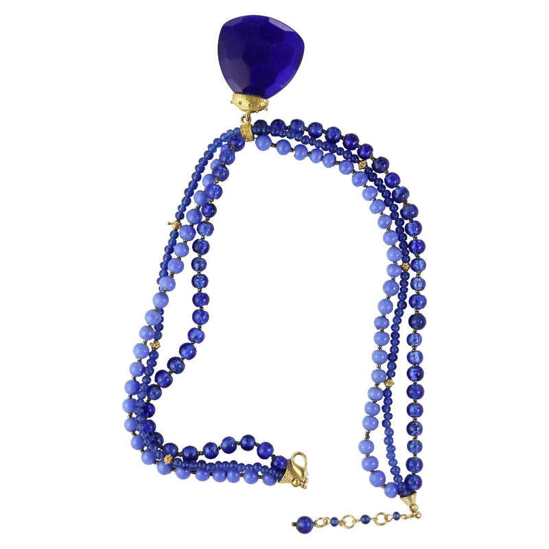 Blue Beaded Necklace with Large Blue Stone (Approx. 17.5-inches) - Unbranded - Simple Cell Shop, Free shipping from Maryland!