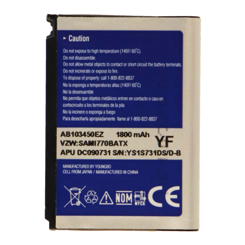 OEM Samsung Extended 1,800mAh Li-ion Battery AB103450EZ 3.7V for Saga i770 - Samsung - Simple Cell Shop, Free shipping from Maryland!