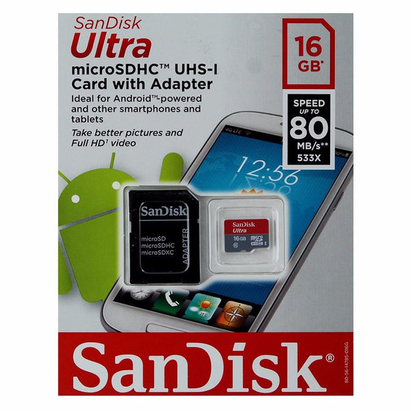 SanDisk Ultra microSDHC (UHS-I Class 10) 16GB Memory Card with Adapter - SanDisk - Simple Cell Shop, Free shipping from Maryland!