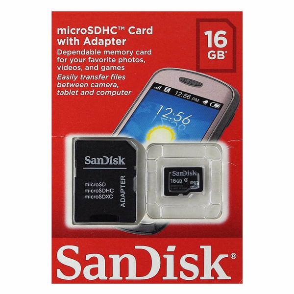 SanDisk 16GB Micro SDHC Class 4 Memory Card with Adapter - SanDisk - Simple Cell Shop, Free shipping from Maryland!