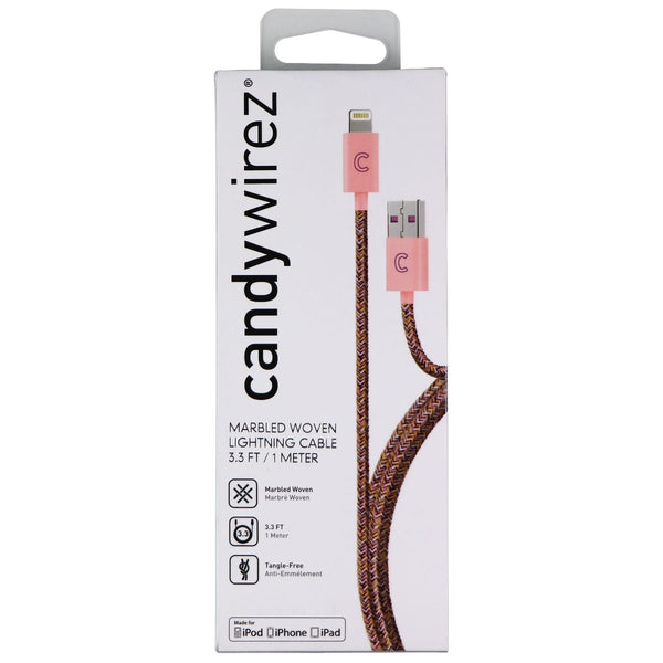 Candywirez 3-ft Marbled Woven Braided Cable for iPhone/iPad - Pink/Orange - Candywirez - Simple Cell Shop, Free shipping from Maryland!