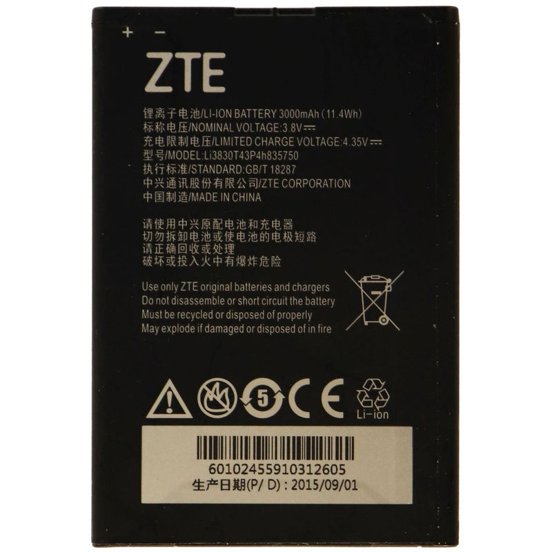 ZTE LI3830T43P4H835750 3.8v 3000mAh Lithium Ion Battery for ZTE Phones - Black - ZTE - Simple Cell Shop, Free shipping from Maryland!