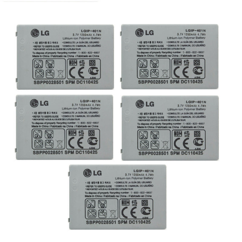 KIT 5x LG LGIP-401N 1250 mAh Replacement Battery for LG Rumor Touch - LG - Simple Cell Shop, Free shipping from Maryland!