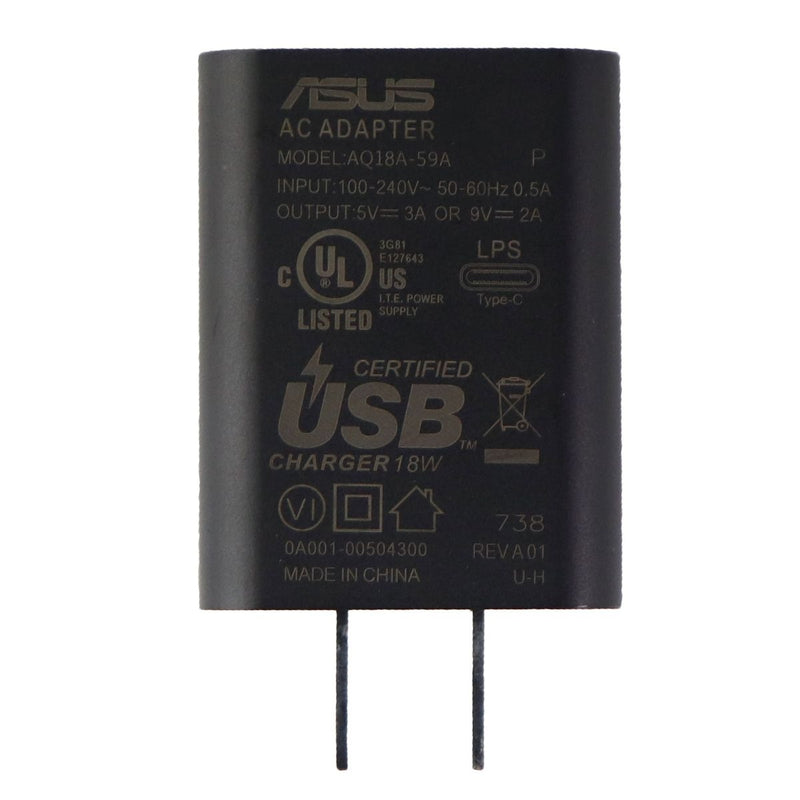 ASUS 18-Watt AC Adapter Single (USB-C) Type C Wall Charger - Black (AQ18A-59A) - ASUS - Simple Cell Shop, Free shipping from Maryland!