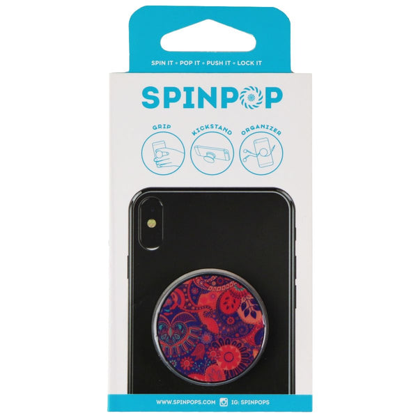 SpinPop Grip, Kickstand, Organizer Novelty Holder - Colorful Red Lace - SpinPop - Simple Cell Shop, Free shipping from Maryland!