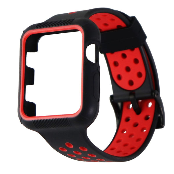 Protective Case Band for Apple Watch 42mm and 44mm All Series - Black/Red - Unbranded - Simple Cell Shop, Free shipping from Maryland!