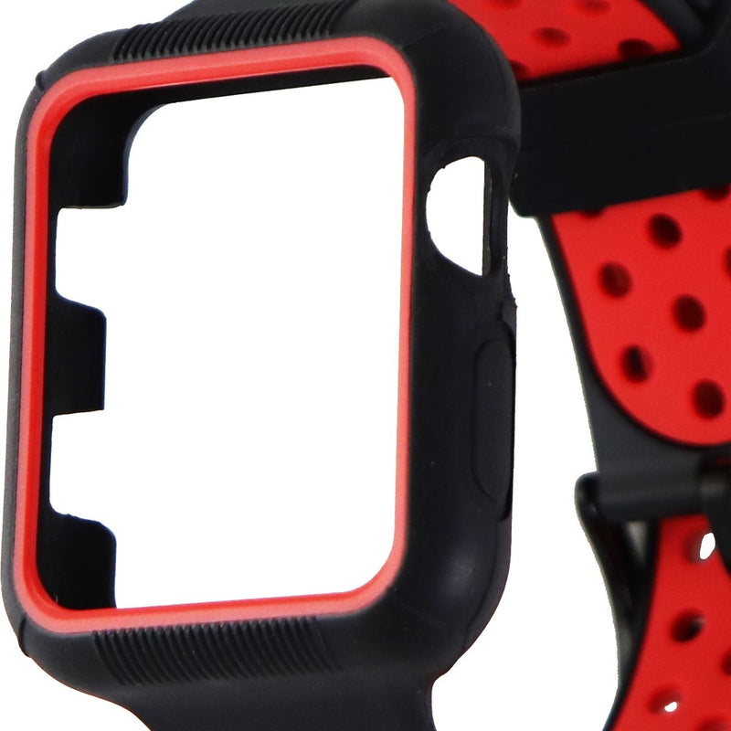 Protective Case Band for Apple Watch 42mm and 44mm All Series - Black/Red - Unbranded - Simple Cell Shop, Free shipping from Maryland!