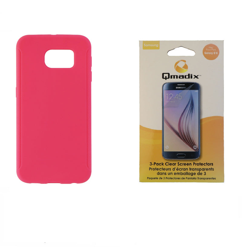 Insignia Hot Pink Case + Qmadix Screen Protector 3-Pack for Samsung Galaxy S6 - Insignia - Simple Cell Shop, Free shipping from Maryland!