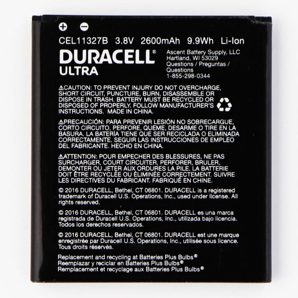 Duracell Ultra 2600mAh Li-ion Battery 3.8V - CEL11327B - Duracell - Simple Cell Shop, Free shipping from Maryland!