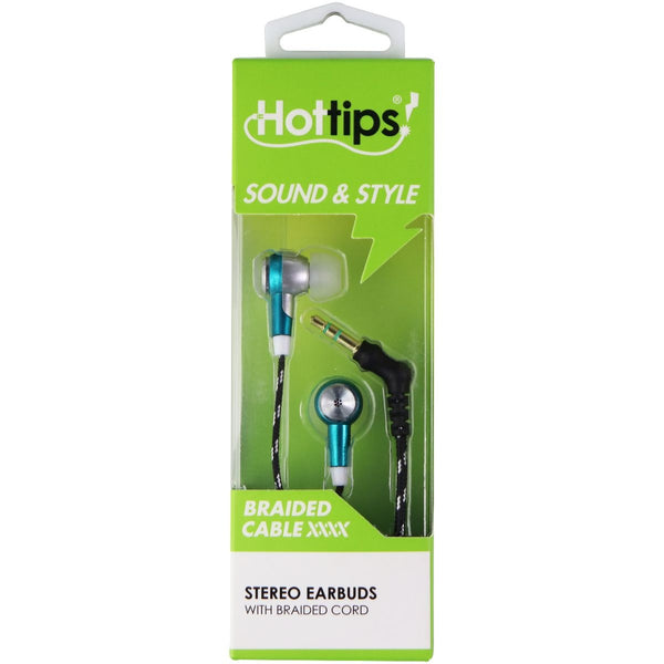 Hottips Sound & Style 4ft. Stereo Earbuds with Nylon Braided Cord - Blue - Hottips - Simple Cell Shop, Free shipping from Maryland!