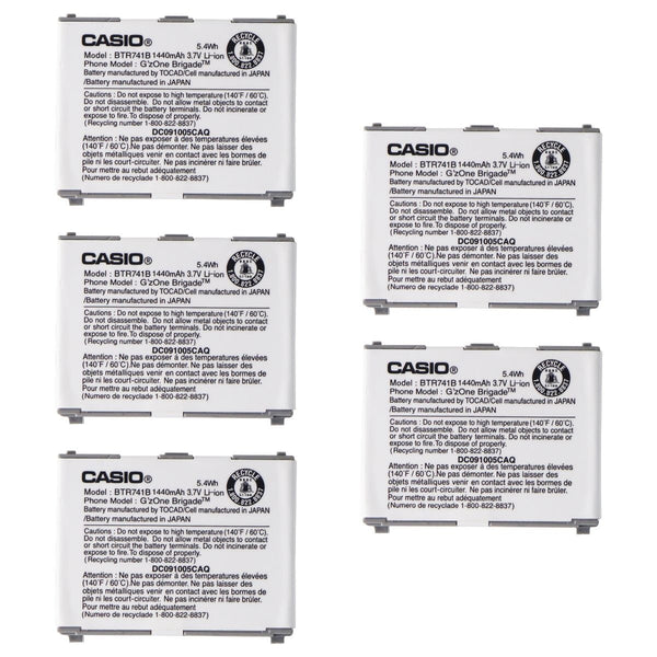 KIT 5x OEM Casio BTR741B 1390 mAh Replacement Battery for C741 Brigade - Casio - Simple Cell Shop, Free shipping from Maryland!