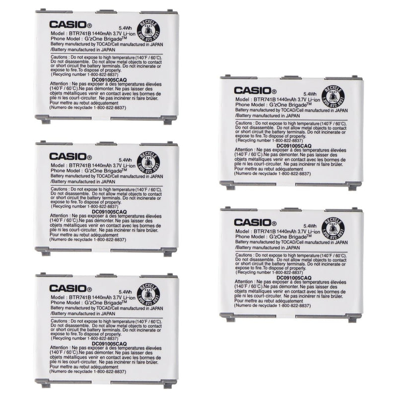 KIT 5x OEM Casio BTR741B 1390 mAh Replacement Battery for C741 Brigade - Casio - Simple Cell Shop, Free shipping from Maryland!