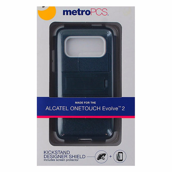 Metro PCS Dual Layer Kickstand Case for Alcatel One Touch Evolve 2 - Blue/White - MetroPCS - Simple Cell Shop, Free shipping from Maryland!