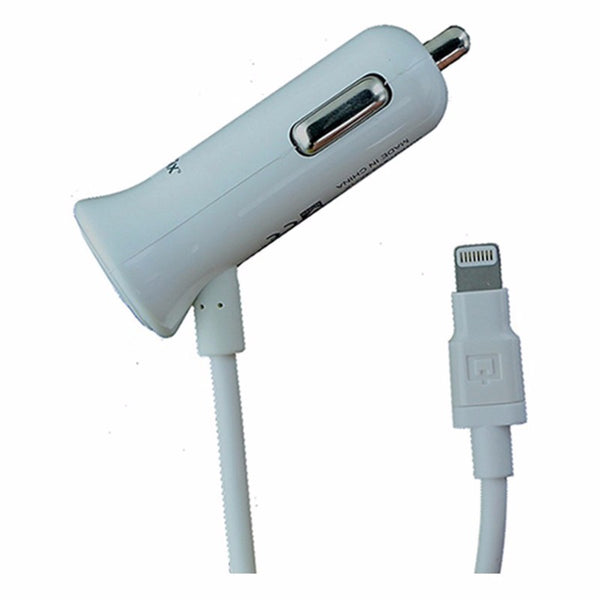 Qmadix 17W 3.4A Coiled Car Charger for iPhones - White - Qmadix - Simple Cell Shop, Free shipping from Maryland!