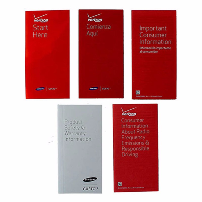 Manual and Information Pack for Samsung Gusto 2 - Verizon Branded - Verizon - Simple Cell Shop, Free shipping from Maryland!