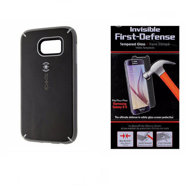 Speck Black Case + Qmadix Tempered Glass Screen Protector for Samsung Galaxy S6 - Speck - Simple Cell Shop, Free shipping from Maryland!