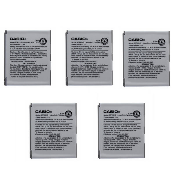 KIT 5x Casio BTR751B 1140 mAh Replacement Battery for GzOne Ravine C751 - Casio - Simple Cell Shop, Free shipping from Maryland!