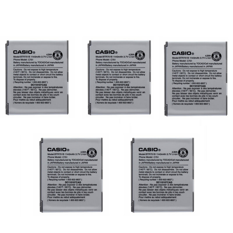 KIT 5x Casio BTR751B 1140 mAh Replacement Battery for GzOne Ravine C751 - Casio - Simple Cell Shop, Free shipping from Maryland!