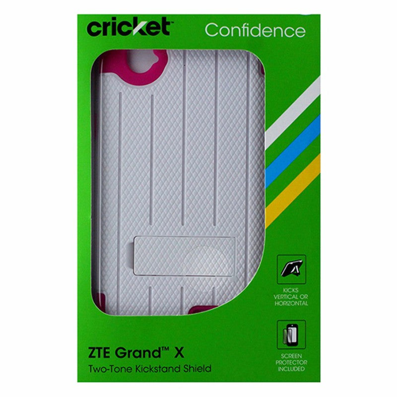 Cricket confidence Two-Tone Kickstand Shield Case for ZTE Grand X - White/Pink - Cricket Wireless - Simple Cell Shop, Free shipping from Maryland!
