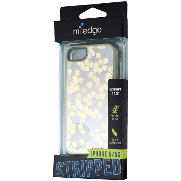M-Edge Stripped Hybrid Case for Apple iPhone SE/5s/5 - Clear/Gold Flakes - M-Edge - Simple Cell Shop, Free shipping from Maryland!