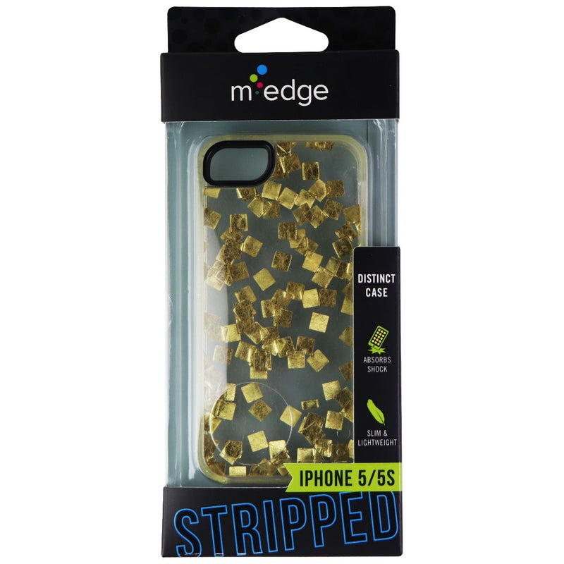M-Edge Stripped Hybrid Case for Apple iPhone SE/5s/5 - Clear/Gold Flakes - M-Edge - Simple Cell Shop, Free shipping from Maryland!