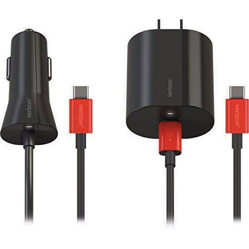 Verizon 6 ft. Vehicle + Wall Charger Combo Pack for USB-C Devices - Black/Red - Verizon - Simple Cell Shop, Free shipping from Maryland!