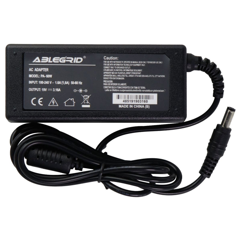 Ablegrid (19V/3.16A) AC Adapter Wall Charger/Adapter - Black (PA-60W) - Ablegrid - Simple Cell Shop, Free shipping from Maryland!