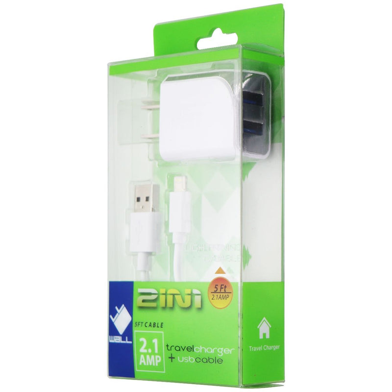 NEM (2.1A) 2-in-1 Dual USB Travel Charger/Adapter and 5-Ft USB Cable - White - NEM - Simple Cell Shop, Free shipping from Maryland!