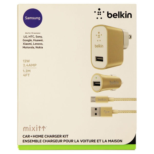 Belkin Mixit Premium Car & Home Charging Kit w/ 4ft Micro USB Cable - Gold - Belkin - Simple Cell Shop, Free shipping from Maryland!