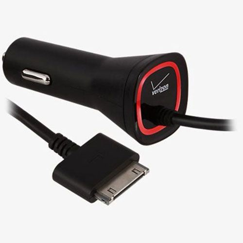 Verizon 2.1A Car Charger with 30 Pin Connection - Black / Red - APL21VPC-F2 - Verizon - Simple Cell Shop, Free shipping from Maryland!