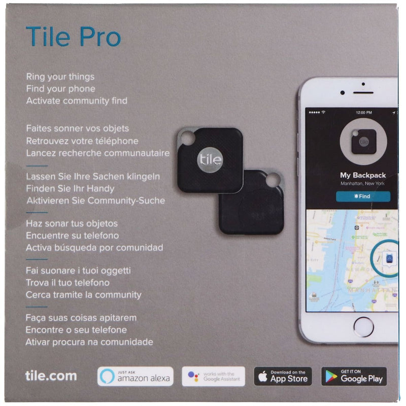 Tile Pro Bluetooth Item Tracker with Smartphone App (2 Pack) - Black (RT-15002) - Tile - Simple Cell Shop, Free shipping from Maryland!
