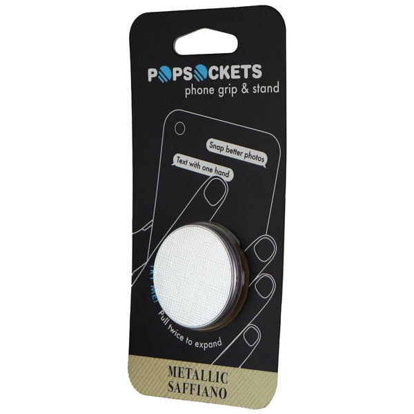 PopSockets Collapsible Grip & Stand for Phones and Tablets - Saffiano Silver - PopSockets - Simple Cell Shop, Free shipping from Maryland!
