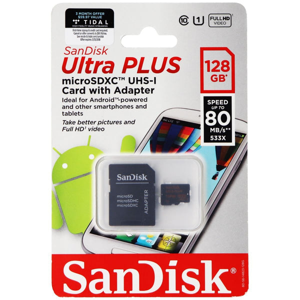 SanDisk Ultra Plus MicroSDXC UHS-1 Card with Adapter 80MB/s - 128GB - SanDisk - Simple Cell Shop, Free shipping from Maryland!