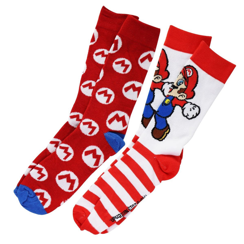BioWorld 2 Pair of Super Mario Crew Socks - Sock Size (10 - 13) - BioWorld - Simple Cell Shop, Free shipping from Maryland!