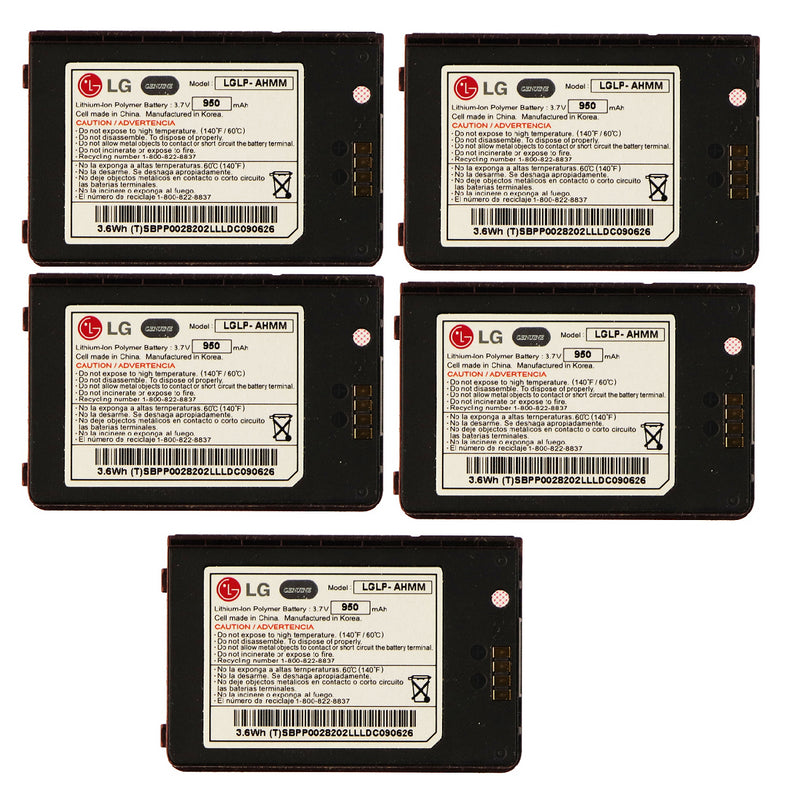 KIT 5x LG LGLP-AHMM 950 mAh Replacement Battery for Env 3 VX9200 - LG - Simple Cell Shop, Free shipping from Maryland!