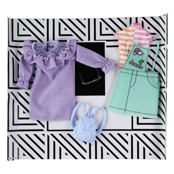 Barbie Clothes 2 Doll Outfits - Purple Dress & Light Green Overalls / Backpack - Barbie - Simple Cell Shop, Free shipping from Maryland!