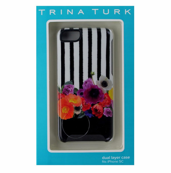 Trina Turk Dual Layer Case Cover for iPhone 5C - White and Black/Color Flowers - M-Edge - Simple Cell Shop, Free shipping from Maryland!