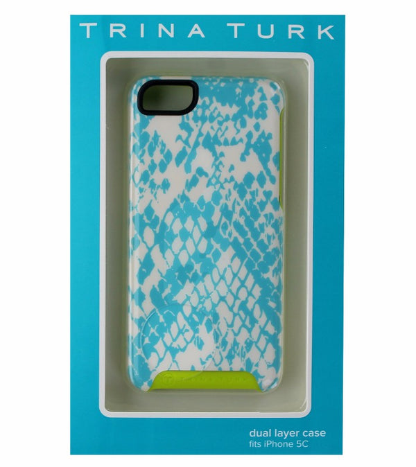 Trina Turk Dual Layer Case Cover for iPhone 5C - White and Blue Snake/Green - M-Edge - Simple Cell Shop, Free shipping from Maryland!