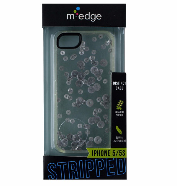 M-Edge Stripped Hybrid Case Cover for iPhone SE 5s 5 - Clear/Silver Sequins - M-Edge - Simple Cell Shop, Free shipping from Maryland!