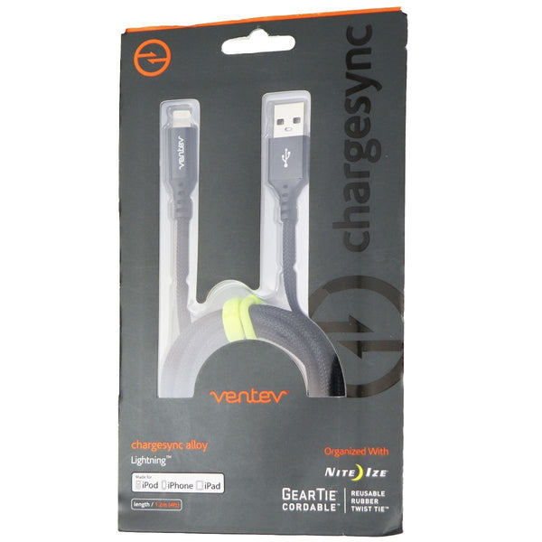 Ventev 4-Ft ChargeSync Alloy USB Cable with Nite Ize Cable Tie - Black - Ventev - Simple Cell Shop, Free shipping from Maryland!