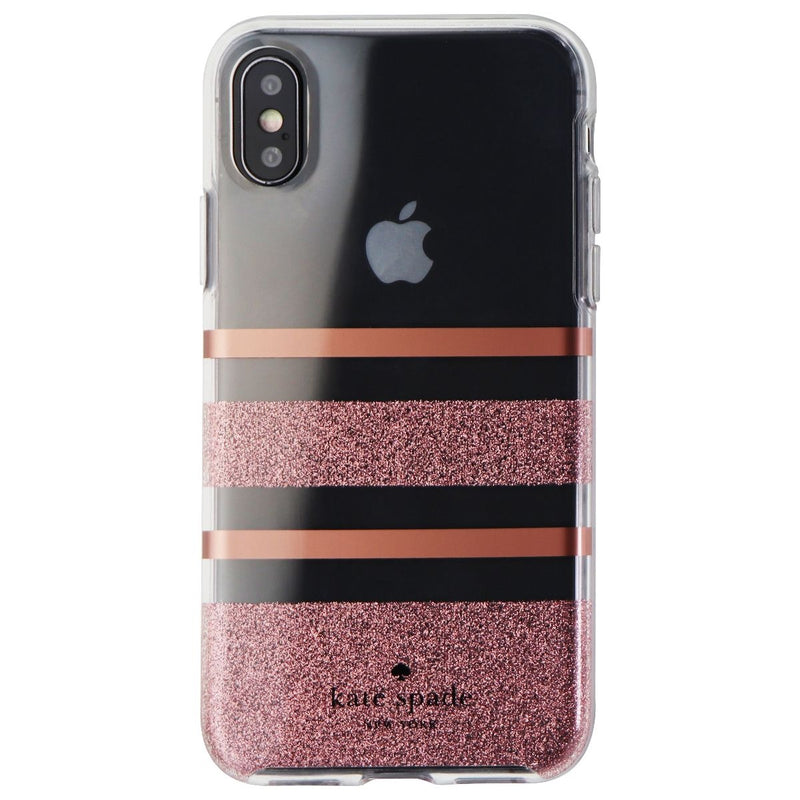 Kate Spade Flexible Hard Case for iPhone X 10 - Clear/Rose Gold/Glitter Stripe - Kate Spade - Simple Cell Shop, Free shipping from Maryland!