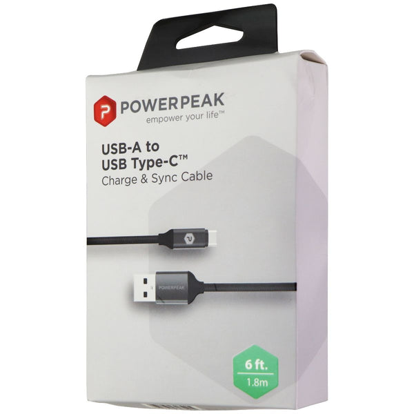 PowerPeak(PP-TYA-TYC-BR-BLK) 6Ft Charge & Sync Cable for USB-C Devices - Black - PowerPeak - Simple Cell Shop, Free shipping from Maryland!