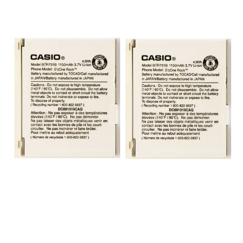 KIT 2x OEM Casio BTR731B 1150 mAh Replacement Battery for GzOne Rock - Casio - Simple Cell Shop, Free shipping from Maryland!