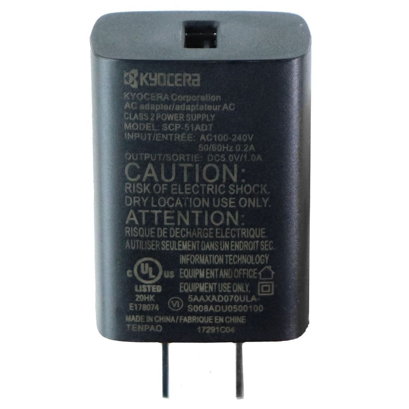 Kyocera 5V/1A Single USB Wall Charger Travel Adapter - Black (SCP-51ADT)